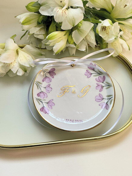 Porta Alianças em Porcelana 10,8cm Modelo Lila