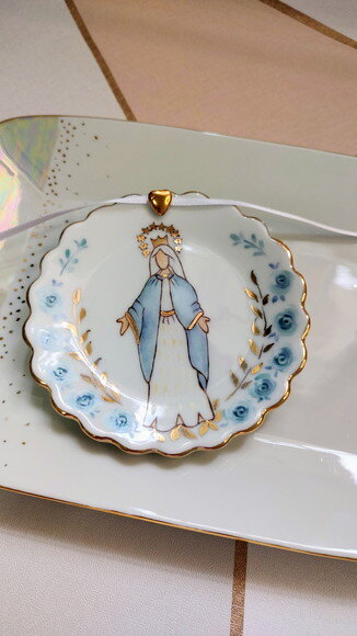 Porta Alianças Porcelana 10,5cm Nossa Senhora das Graças