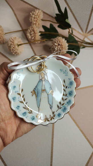 Porta Alianças Porcelana 10,5cm Nossa Senhora das Graças