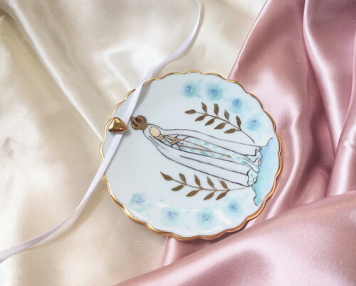 Porta Alianças Porcelana 10,5cm Nossa Senhora de Fátima