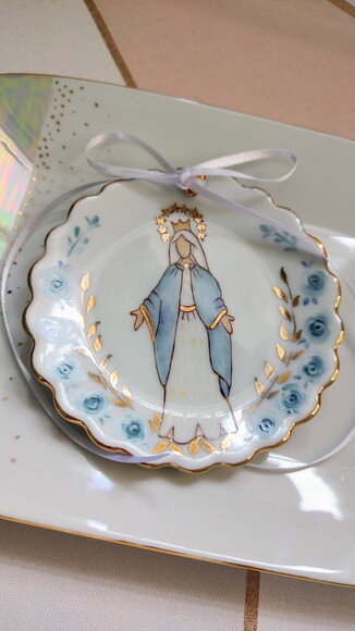 Porta Alianças Porcelana 10,5cm Nossa Senhora das Graças