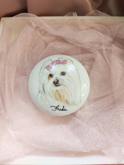 Porta Joias em Porcelana 1 Pet Pintado 8cm