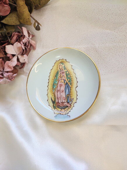 Pratinho Joia do Dia Redondo de Guadalupe Pintada a Mão