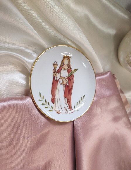 Pratinho Joia do Dia Santa Barbara Pintado a Mão 10,5cm