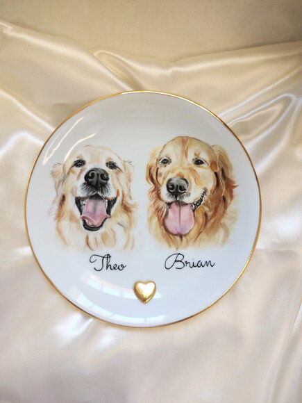 Prato Decorativo 19cm com Dois Pets Pintados a Mão