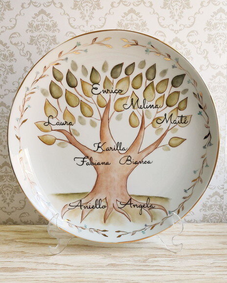Prato Decorativo Árvore da Família Pintado a Mão