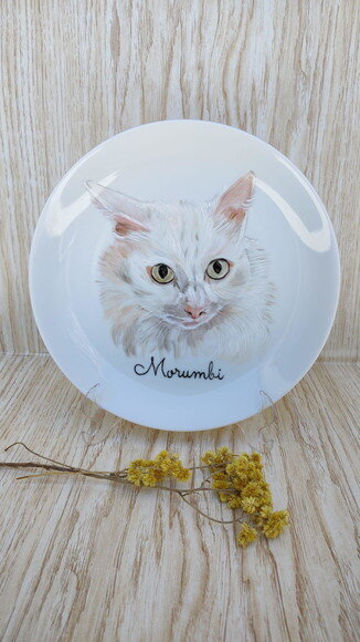 Prato Decorativo Grande26cm com Um Gato Cada Pintado a Mão