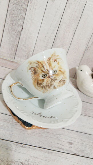 Xícara de Chá com Um Pet Pintado a Mão