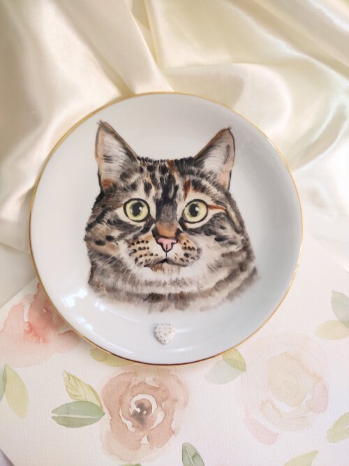 Prato Decorativo com Um Pet 19cm Coração poá