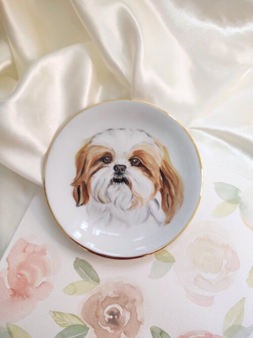 Pratinho Decorativo 15cm com Dois Pets Pintados - Cópia