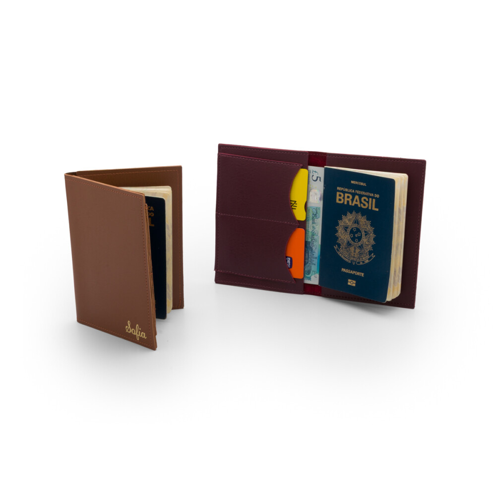 Porta Passaporte Destino em Couro Sintético Personalizado | Nome