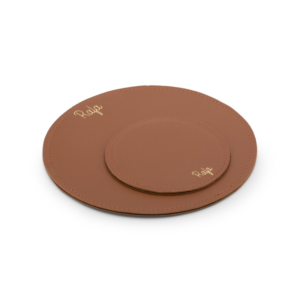 Kit Elegance Office Redondo em Couro Sintético Personalizado | N