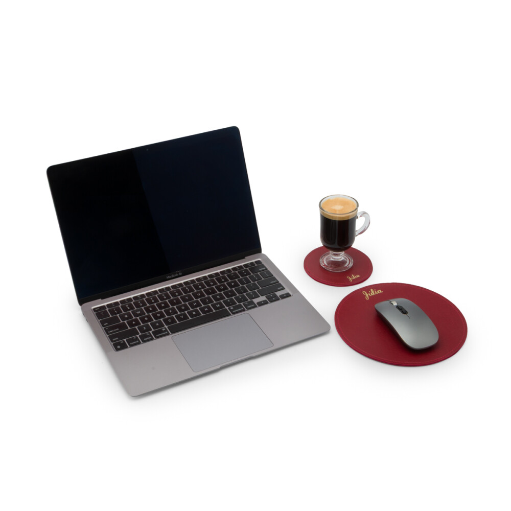 Kit Elegance Office Redondo em Couro Sintético Personalizado | N
