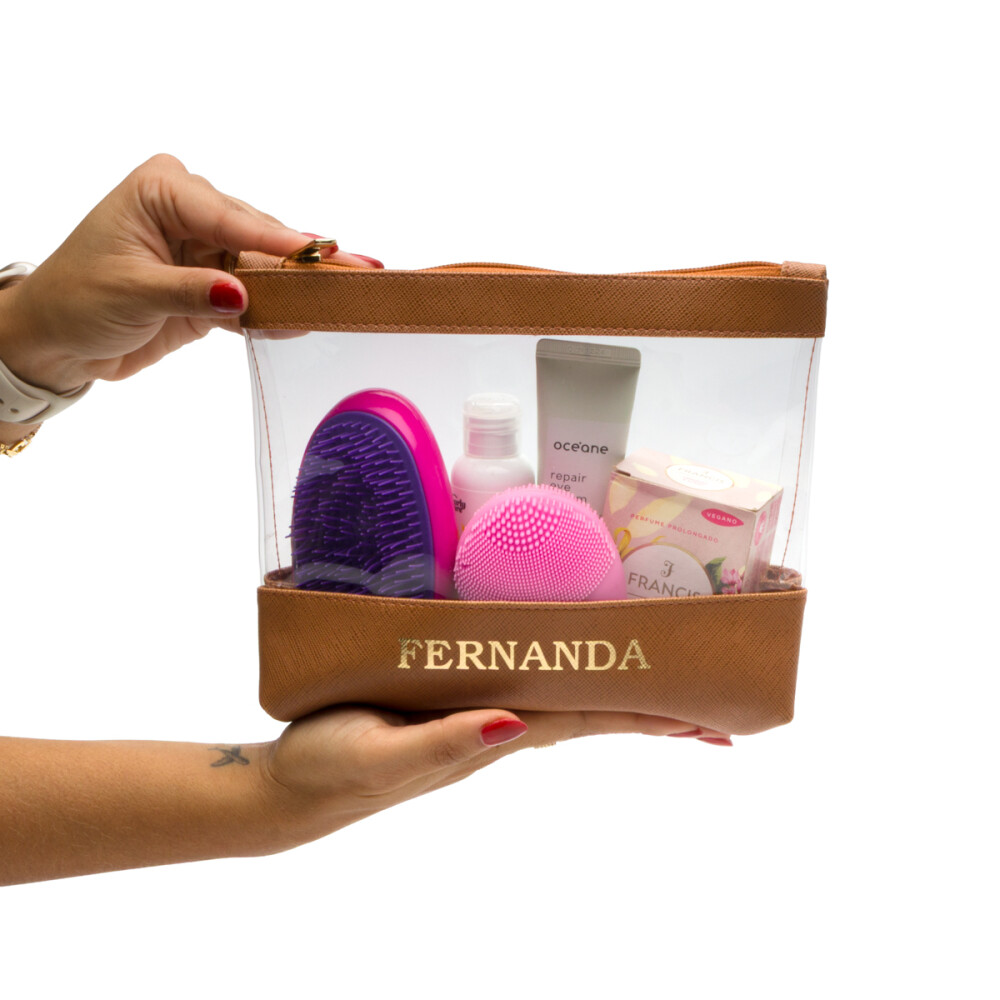 Necessaire Organizadora Cristal Média em Couro Sintético Person