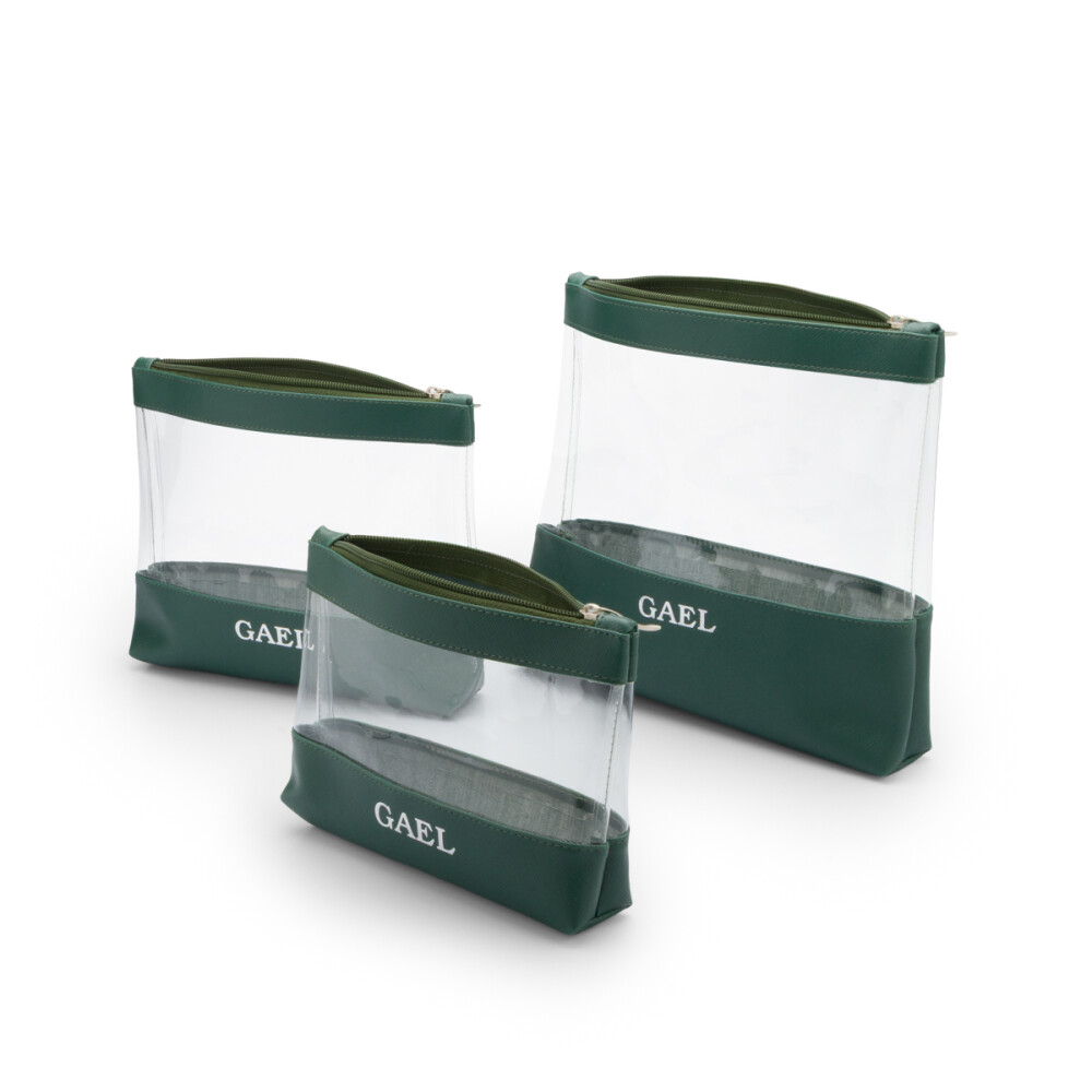 Kit Necessaire Oganizadora Cristal em Couro Sintético Personaliz
