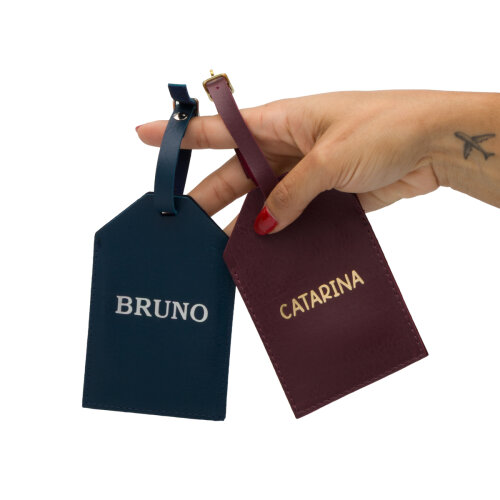 Tag de Mala Destino em Couro Sintético Personalizado | Nome - Lo