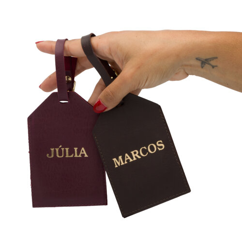 Tag de Mala Destino em Couro Sintético Personalizado | Nome - Lo
