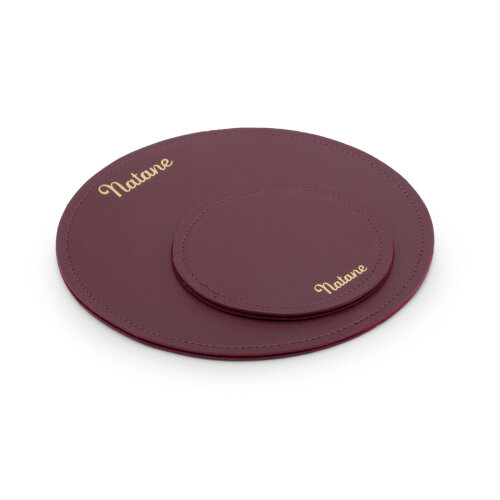 Kit Elegance Office Redondo em Couro Sintético Personalizado | N