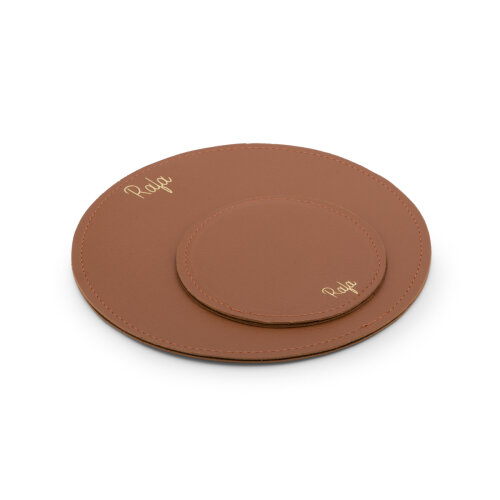 Kit Elegance Office Redondo em Couro Sintético Personalizado | N