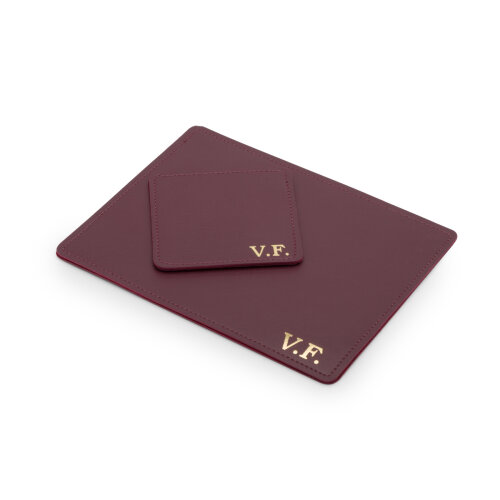 Kit Elegance Office Quadrado em Couro Sintético Personalizado | Nome - Logo - Iniciais