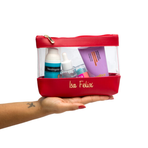 Necessaire Organizadora Cristal Essencial em Couro Sintético Per