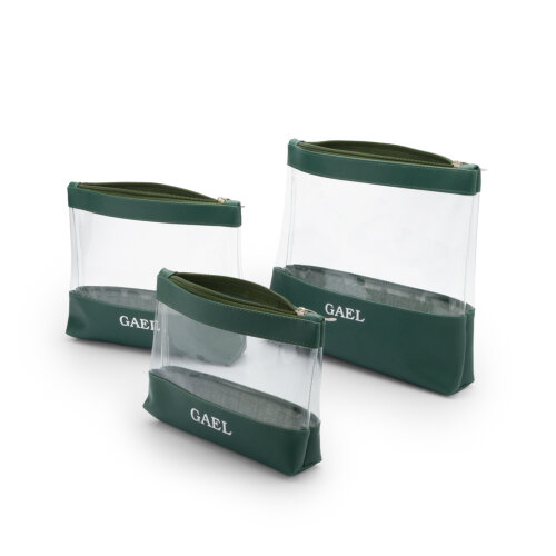 Kit Necessaire Oganizadora Cristal em Couro Sintético Personaliz