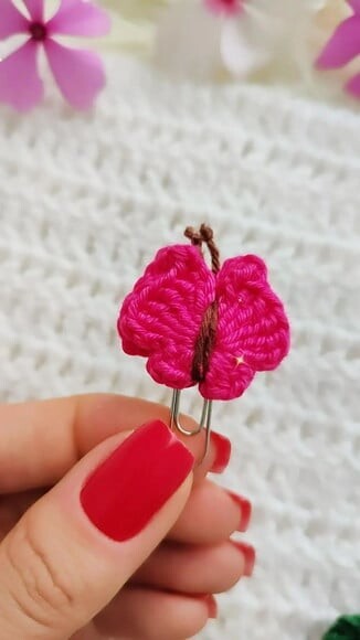 Kit 4 un Clip Marcador de Páginas de crochê para lembrancinhas