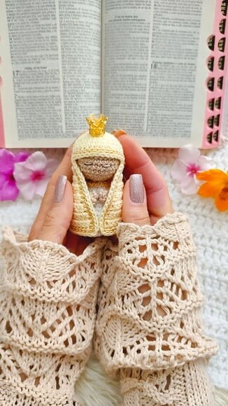Chaveiro Nossa Senhora mãezinha do céu  de Croche artesanal