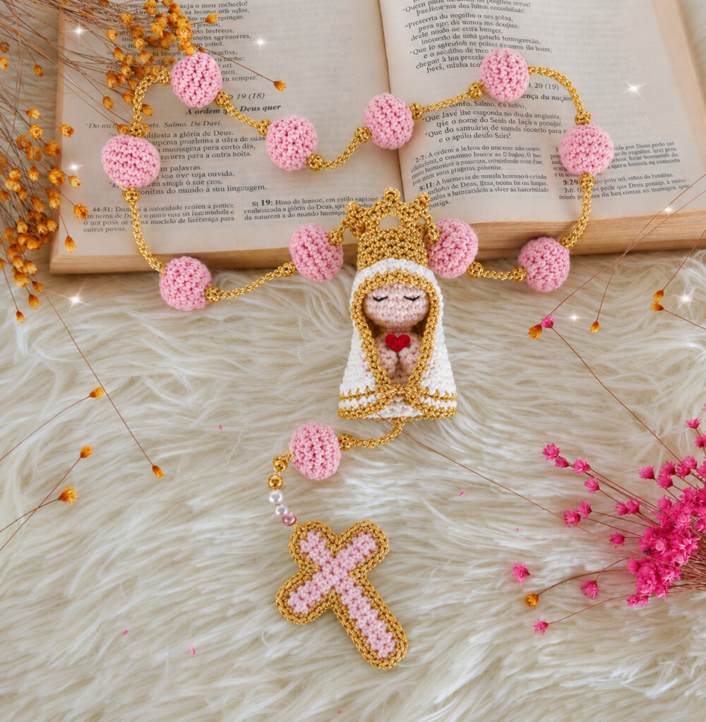 Terço Em Amigurumi Nossa Senhora De Fatima