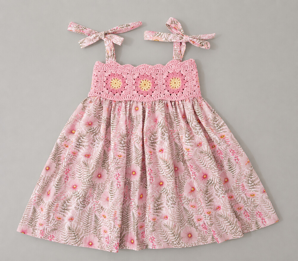 Vestido de crochê para bebê até 2 anos
