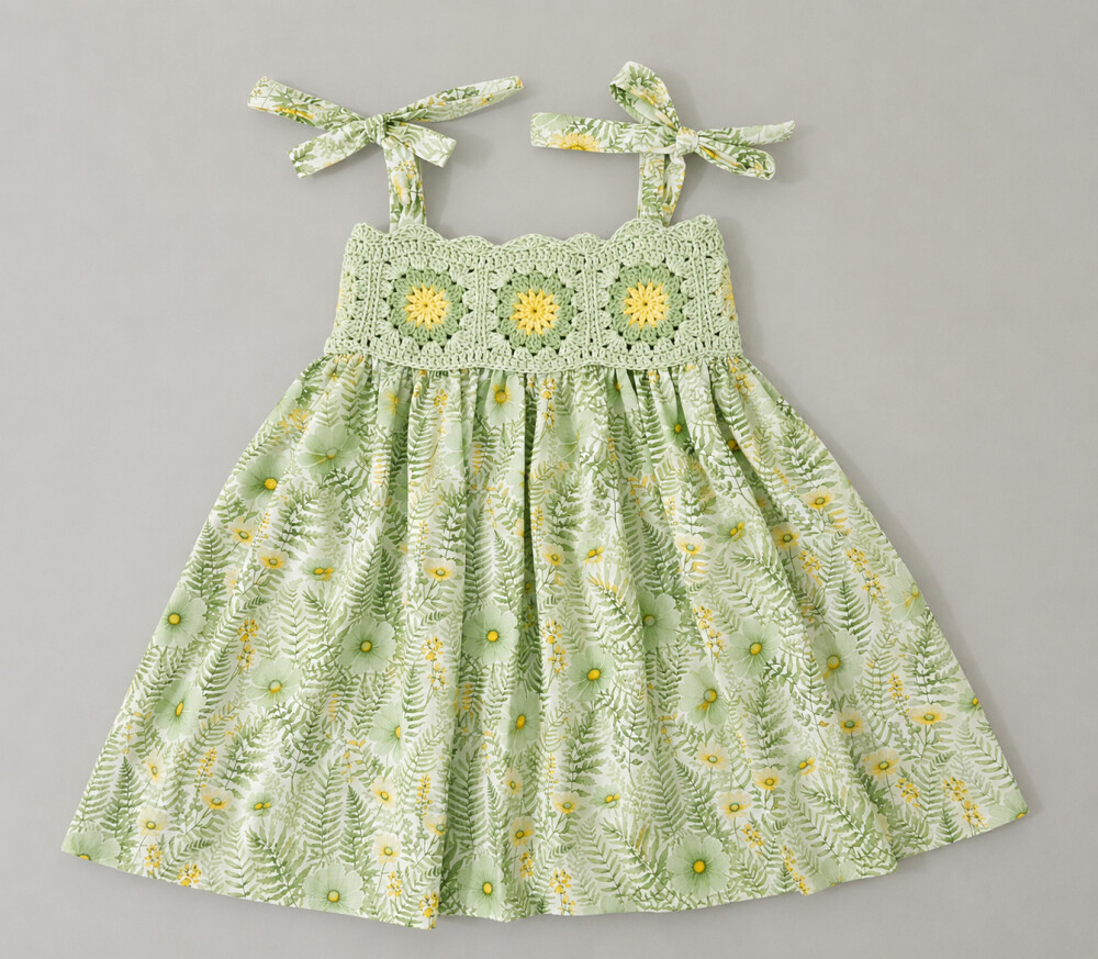 Vestido de crochê para bebê até 2 anos