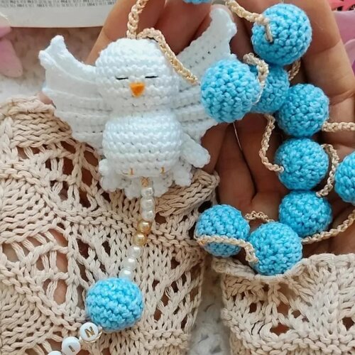 Terço de Crochê Divino Espírito Santo Personalizado lembrancin