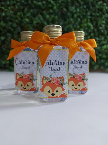álcool em gel 40ml tampa rosca/ Lembrança nascimento raposa