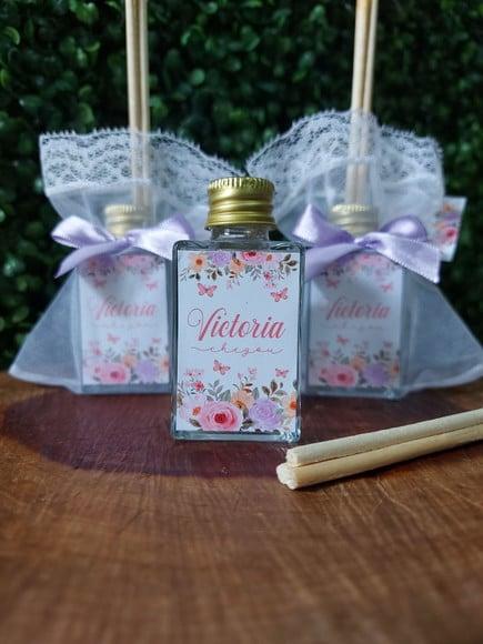 Aromatizador 30ml / Lembrancinha de Nascimento Jardim Floral