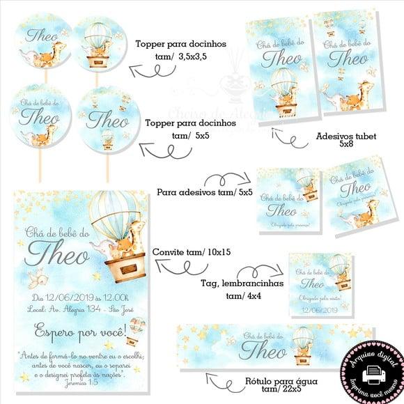 Kit Festa Chá de Bebê para Imprimir/ Animais e Balão