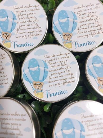 Latinha com Vela Aromatizada, Lembrança Chá de Bebê