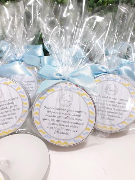 Latinha com Vela Aromatizada, Lembrança Chá de Bebê