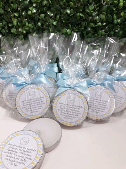 Latinha com Vela Aromatizada, Lembrança Chá de Bebê