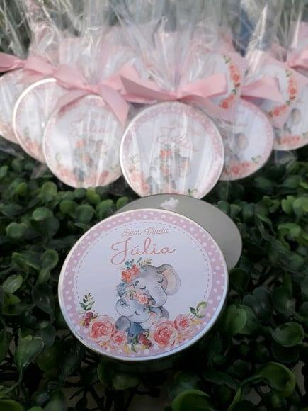 Latinha com Vela Aromatizada, Lembrança Chá, Elefantinho