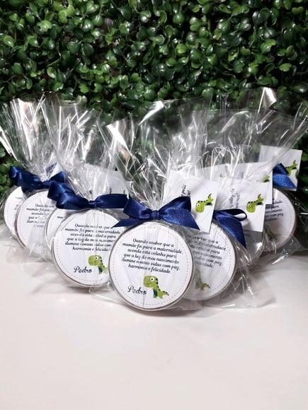 Latinha com Vela Aromatizada, Lembrança Chá de Bebê, Dino