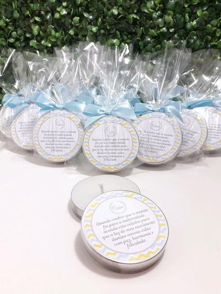 Latinha com Vela Aromatizada, Lembrança Chá de Bebê