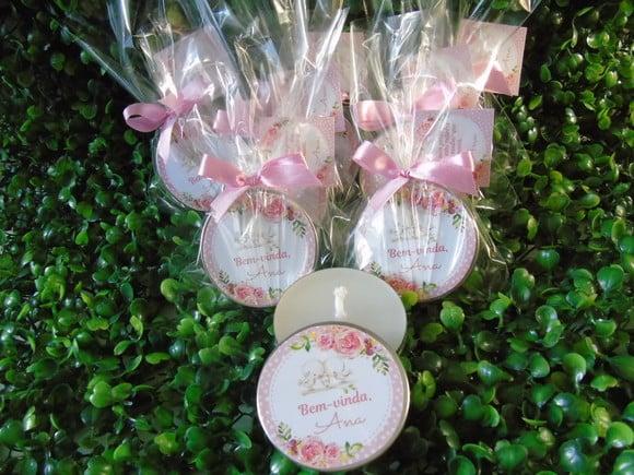 Latinha com Vela Aromatizada, Lembrança para Chá de Bebê
