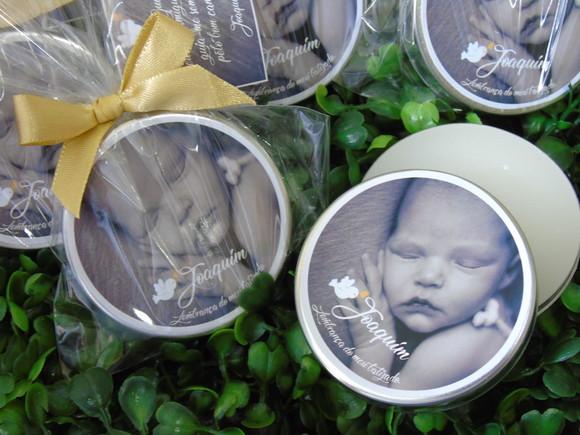 Latinha com Vela Aromatizada, Lembrança para Chá de Bebê