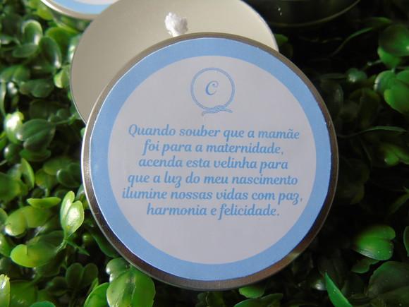 Latinha com Vela Aromatizada, Lembrança para Chá de Bebê