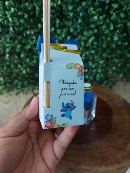 Lembrancinha 40ml Frasco Pet + Caixinha- Stitch