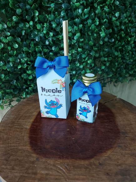 Lembrancinha 40ml Frasco Pet + Caixinha- Stitch
