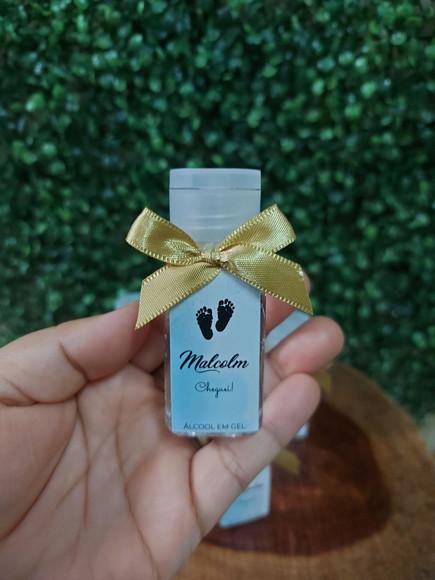 Lembrancinha de Nascimento Álcool em Gel 40ml Tampa Flip Top