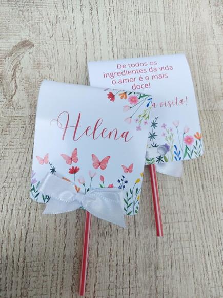 Lembrancinha Pirulito com Coração Personalizado. Jardim