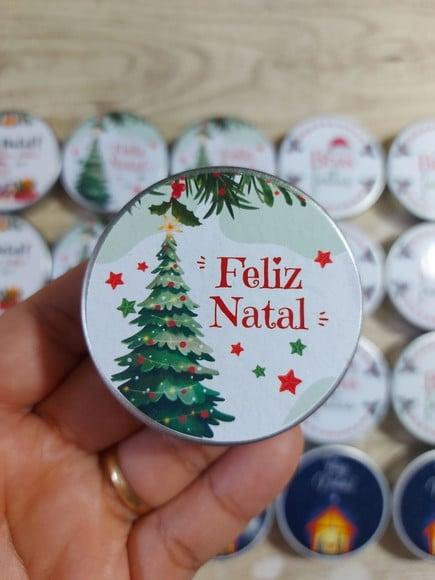 Natal - Latinha com Vela Perfumada. Lembrancinha Natalina