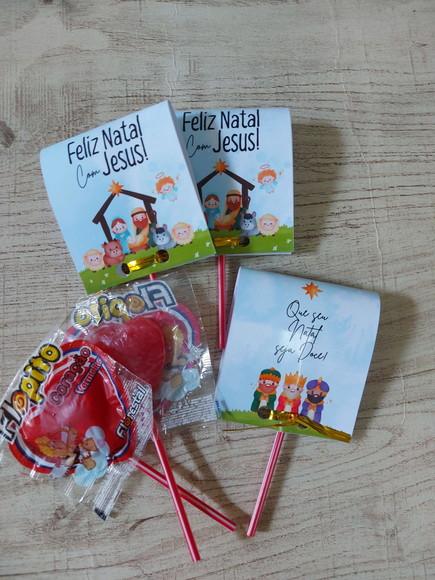 Pirulitos Flopito - Lembrança de Natal Personalizada
